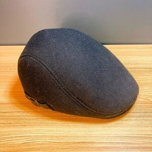 Wool Blend Flat Cap Men's M - L Black Newspaper Boy Formal Artist Style